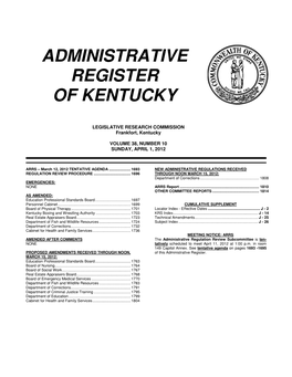 Administrative Register of Kentucky