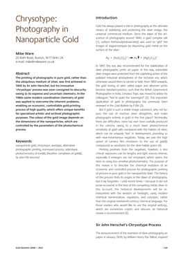 Chrysotype: Photography in Nanoparticle Gold