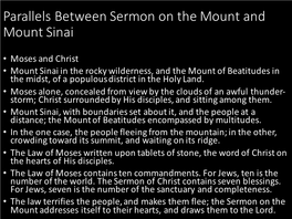 Parallels Between Sermon on the Mount and Mount Sinai