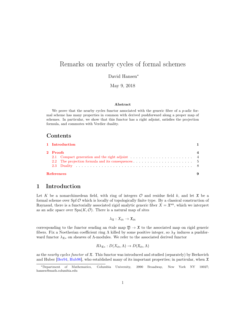 Remarks on Nearby Cycles of Formal Schemes