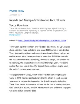 Nevada and Trump Administration Face Off Over Yucca Mountain