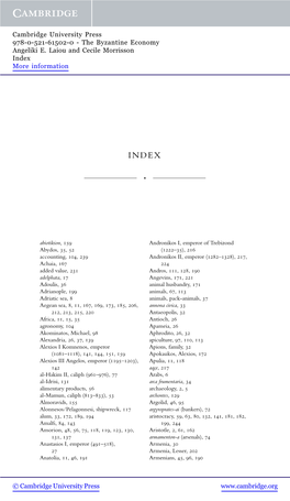 The Byzantine Economy Angeliki E. Laiou and Cecile Morrisson Index More Information