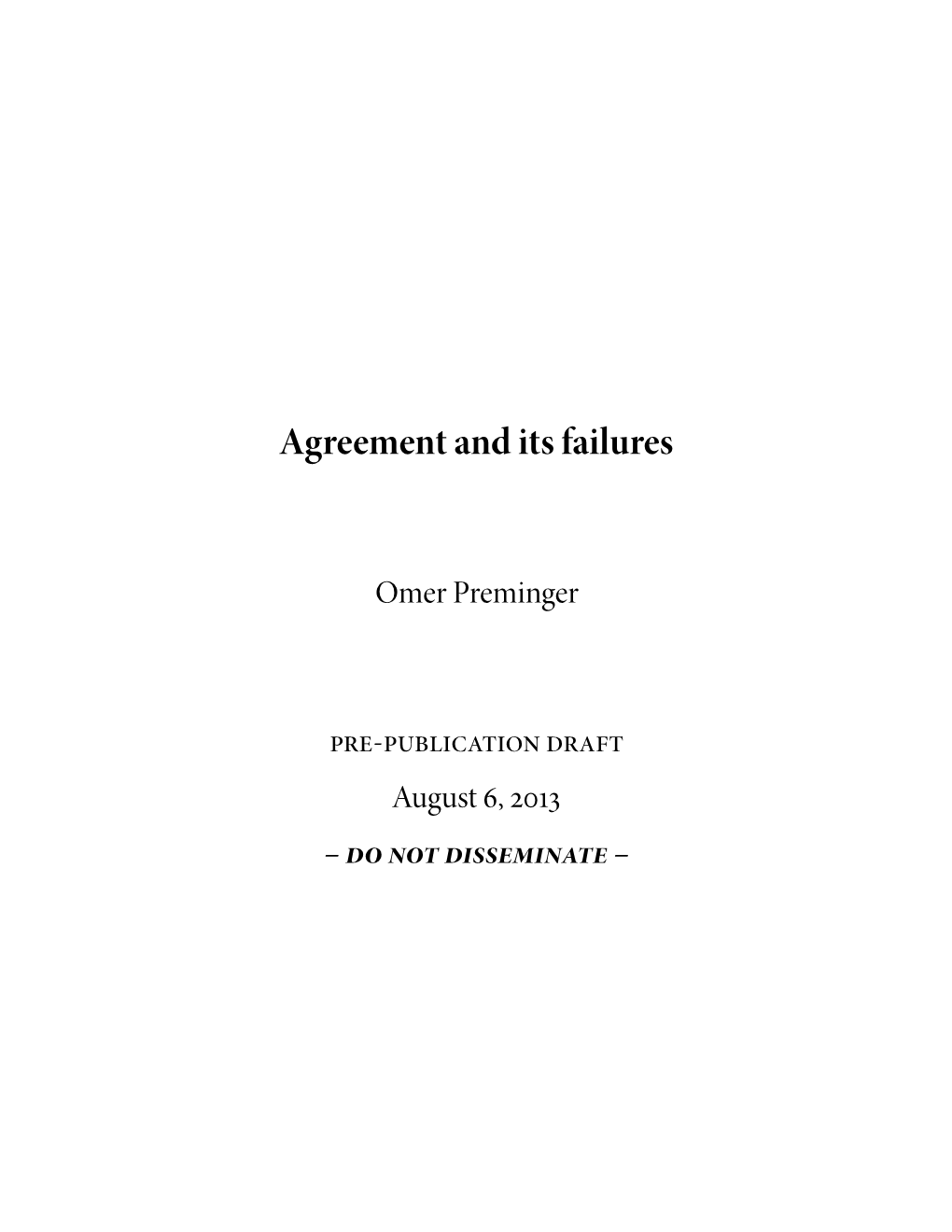 Agreement and Its Failures