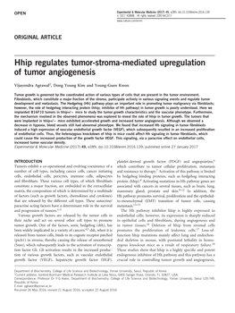 Hhip Regulates Tumor-Stroma-Mediated Upregulation of Tumor Angiogenesis