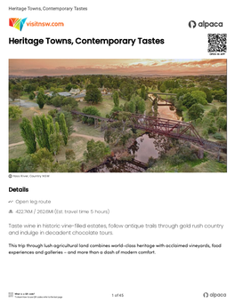 Heritage Towns, Contemporary Tastes