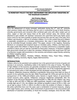 35 Is Monetary Policy the Best Instrument for Inflation