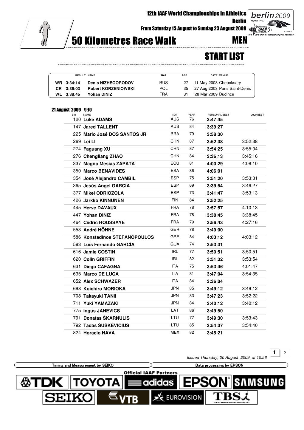 50 Kilometres Race Walk