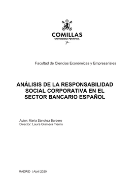 Analisis De La Responsabilidad Social Corporativa Del Sector Bancario