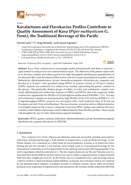 Kavalactones and Flavokavins Profiles Contribute to Quality