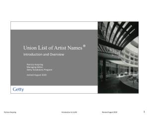 Union List of Artist Names® Introduction and Overview