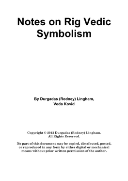 Notes on Rig Vedic Symbolism