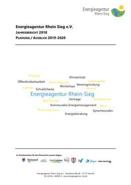 Energieagentur Rhein Sieg E.V. JAHRESBERICHT 2018 PLANUNG / AUSBLICK 2019-2020