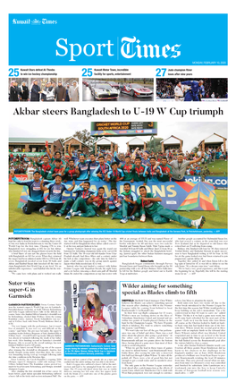Akbar Steers Bangladesh to U-19 W Cup Triumph