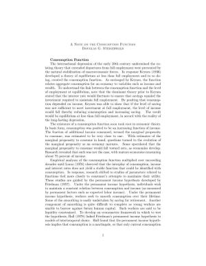 A Note on the Consumption Function Douglas G. Steigerwald