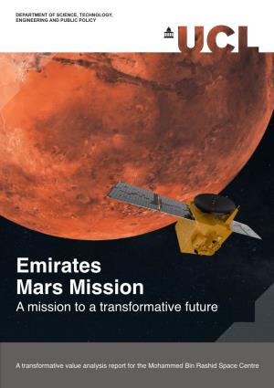 Emirates Mars Mission a Mission to a Transformative Future