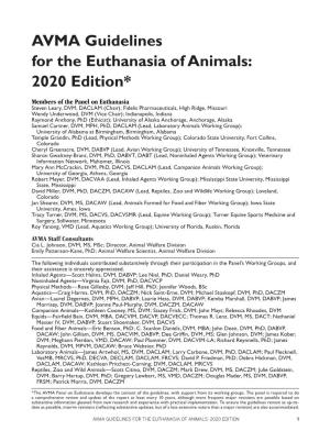AVMA Guidelines for the Euthanasia of Animals: 2020 Edition*
