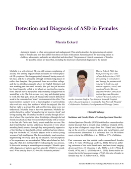 Detection and Diagnosis of ASD in Females