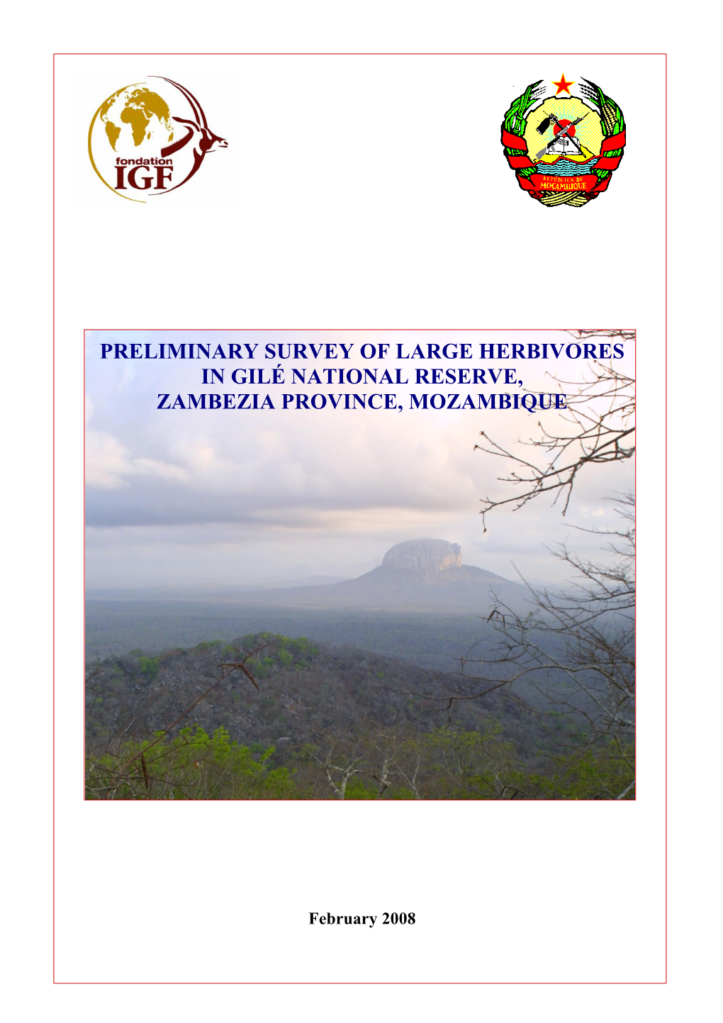 Preliminary Survey of Large Herbivores in Gilé National Reserve, Zambezia Province, Mozambique