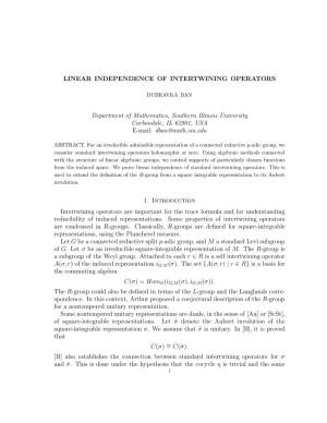 Linear Independence of Intertwining Operators