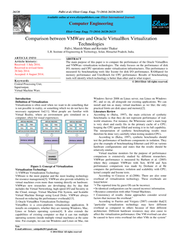 Comparison Between Vmware and Oracle Virtualbox Virtualization Technologies Pallvi, Manish Mann and Ravinder Thakur L.R
