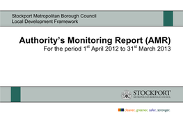 Stockport Annual Monitoring Report 2012-2013