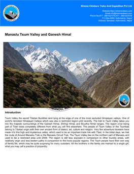 Manaslu Tsum Valley and Ganesh Himal