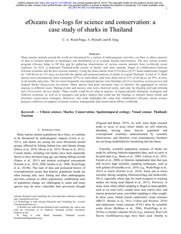 Eoceans Dive-Logs for Science and Conservation: a Case Study of Sharks in Thailand