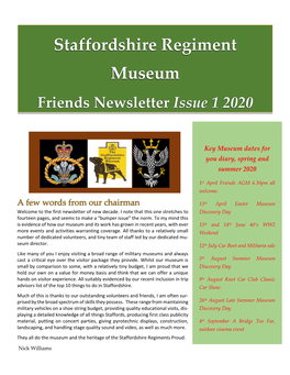 Staffordshire Regiment Museum Friends Newsletter Issue 1 2020