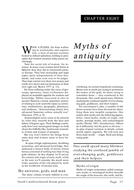 Myths of Antiquity Types of Gods Most Myths Revolved Around the Origins and Purposes of the Numerous Deities