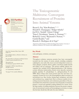 Convergent Recruitment of Proteins Into Animal Venoms