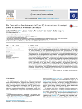 The Qesem Cave Hominin Material (Part 1): a Morphometric Analysis of the Mandibular Premolars and Molar