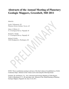 Abstracts of the Annual Meeting of Planetary Geologic Mappers, Greenbelt, MD 2011