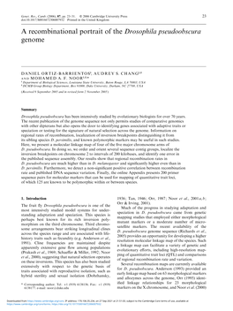 A Recombinational Portrait of the Drosophila Pseudoobscura Genome