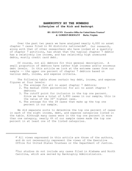 BANKRUPTCY by the NUMBERS Lifestyles of the Rich and Bankrupt