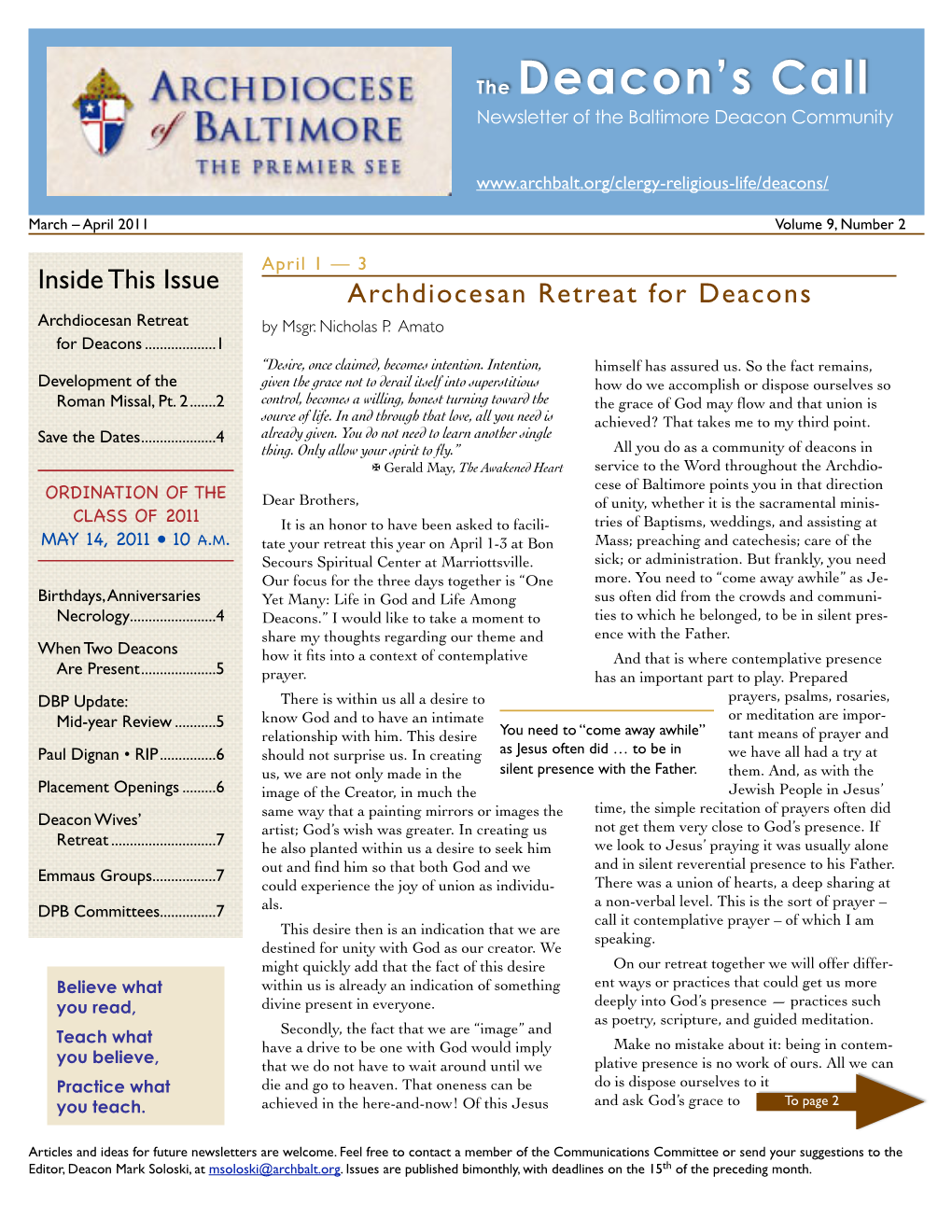 March – April 2011 Volume 9, Number 2