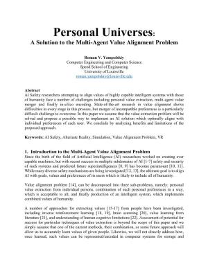Personal Universes: a Solution to the Multi-Agent Value Alignment Problem