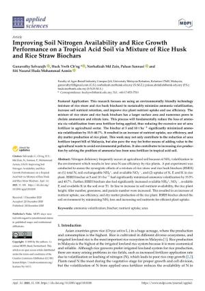 Improving Soil Nitrogen Availability and Rice Growth Performance on a Tropical Acid Soil Via Mixture of Rice Husk and Rice Straw Biochars