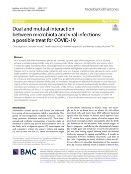 Dual and Mutual Interaction Between Microbiota and Viral Infections: a Possible Treat for COVID-19