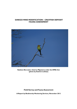 CRAYFISH DEPOSIT FAUNA ASSESSMENT Field Survey and Fauna Assessment