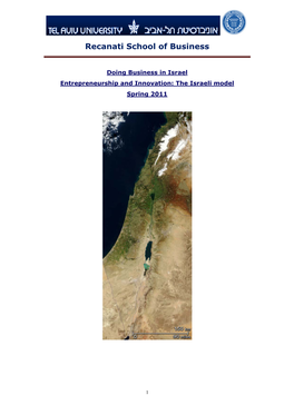 Doing Business in Israel Entrepreneurship and Innovation: the Israeli Model Spring 2011