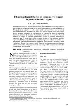 Ethnomycological Studies on Some Macro-Fungi in Rupandehi District, Nepal