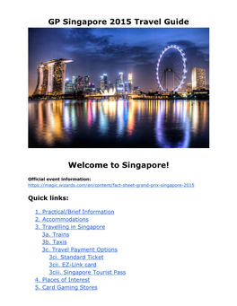 GP Singapore 2015 Travel Guide