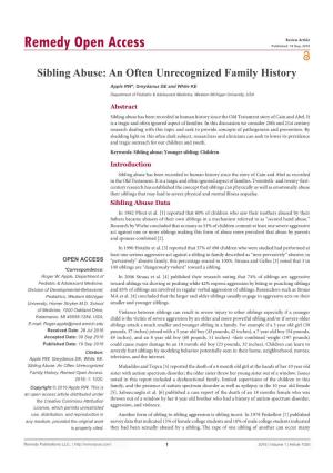 Sibling Abuse: an Often Unrecognized Family History
