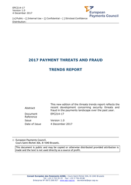 2017 Payment Threats and Fraud Trends Report Page 2 of 74