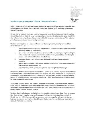 Local Government Leaders' Climate Change Declaration
