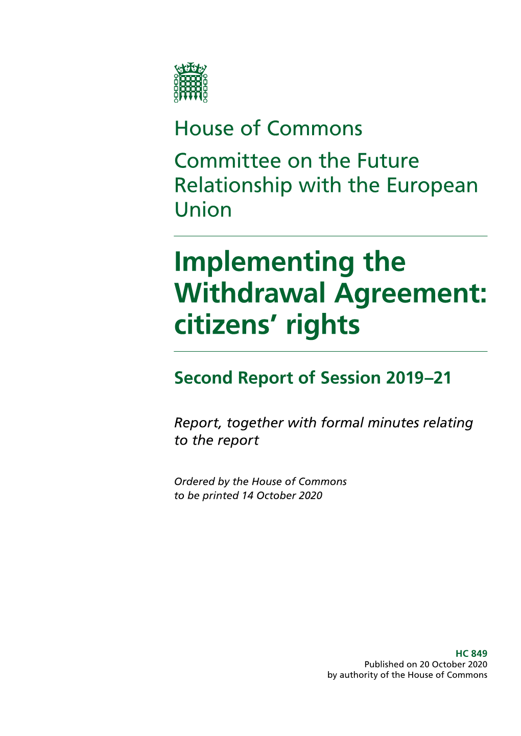 Implementing the Withdrawal Agreement: Citizens' Rights