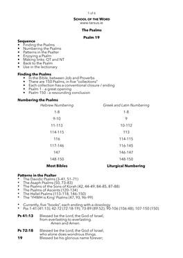 The Psalms Psalm 19 Sequence • Finding the Psalms