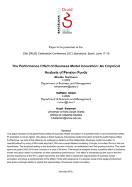 The Performance Effect of Business Model Innovation: an Empirical