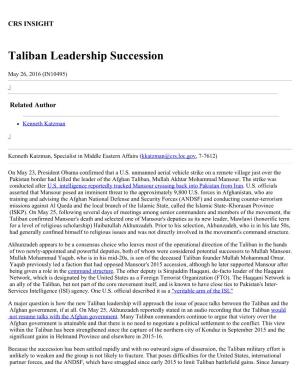 Taliban Leadership Succession