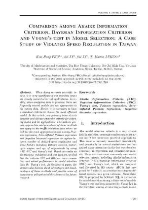 Comparison Among Akaike Information Criterion, Bayesian Information Criterion and Vuong's Test in Model Selection: a Case Study of Violated Speed Regulation in Taiwan